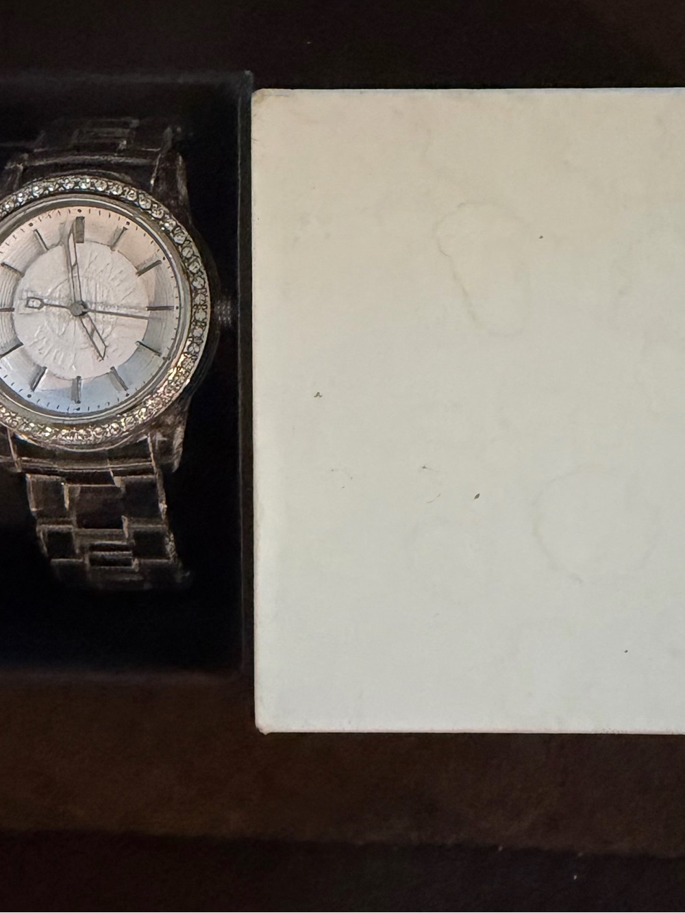 Unisex oversized DKNY Stainless Steel Crystal clear Watch